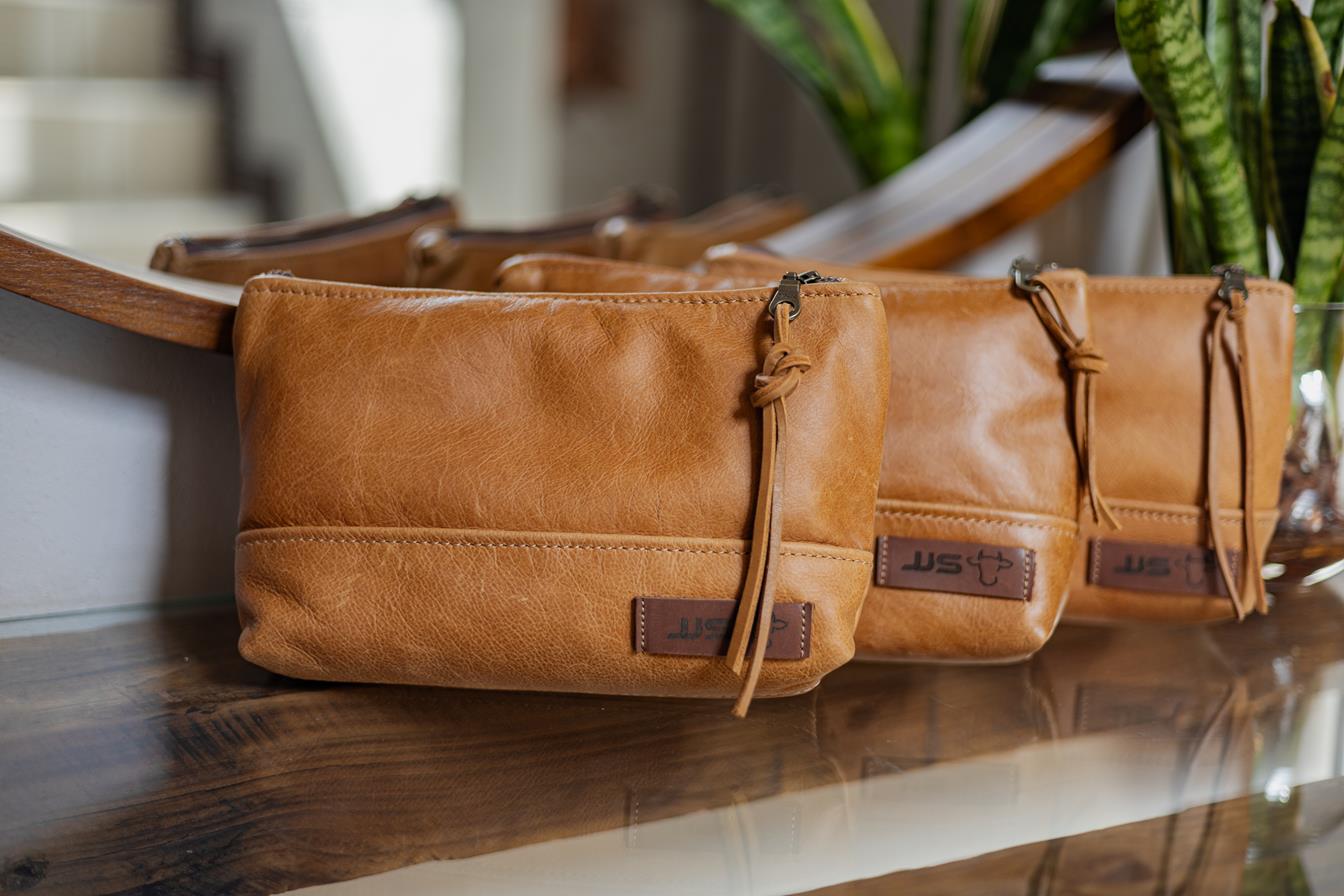 Leather Make Up Bag (Set Of 3)