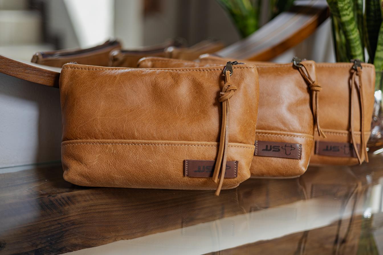 Leather Make Up Bag (Set Of 3)