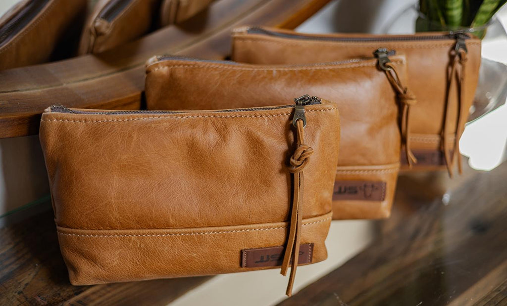 Leather Make Up Bag (Set Of 3)