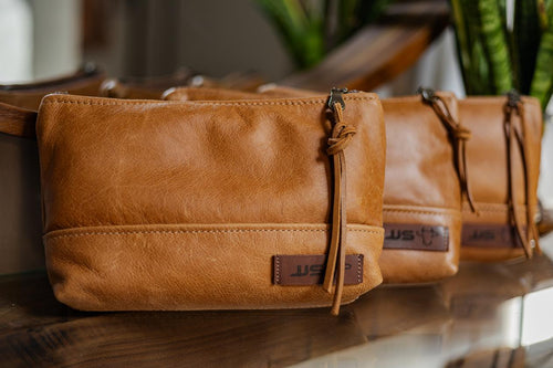 Leather Make Up Bag (Set Of 3)